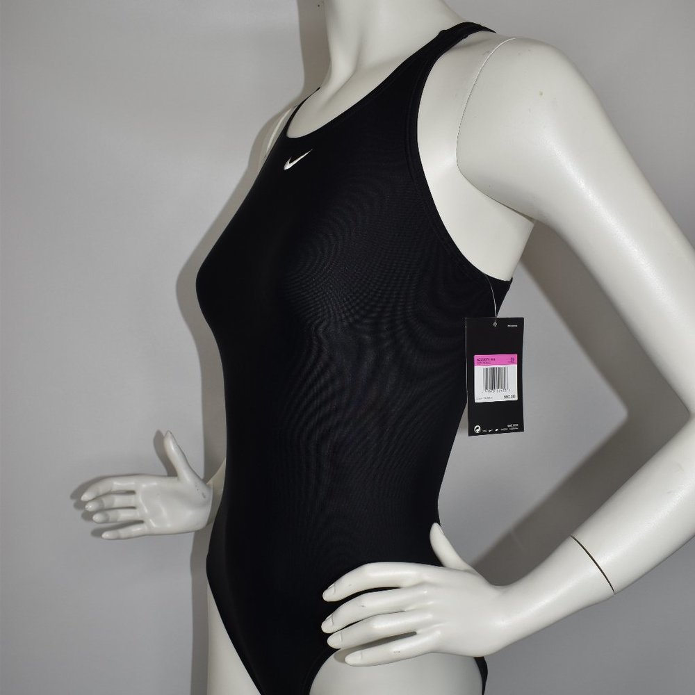 Nike Women's New Medium Solid Black One Piece Swim